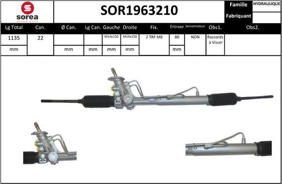 SNRA SOR1963210 - Рульовий механізм, рейка autocars.com.ua