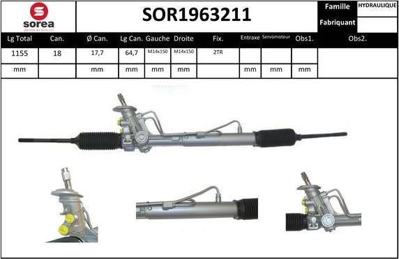 SNRA SOR1963211 - Рульовий механізм, рейка autocars.com.ua