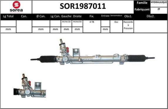 SNRA SOR1987011 - Рульовий механізм, рейка autocars.com.ua