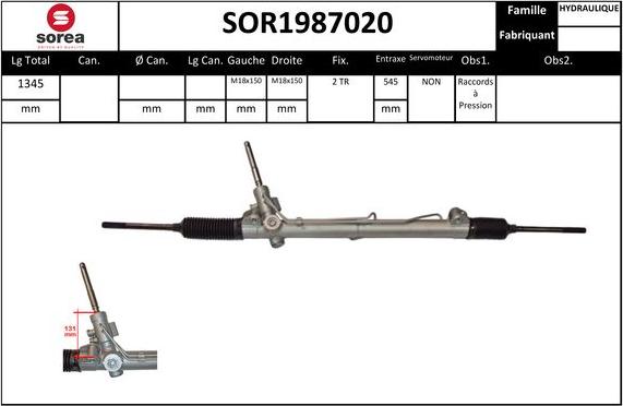 SNRA SOR1987020 - Рульовий механізм, рейка autocars.com.ua