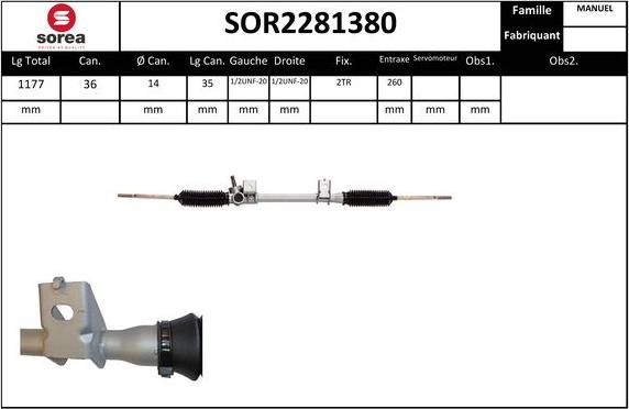 SNRA SOR2281380 - Рульовий механізм, рейка autocars.com.ua