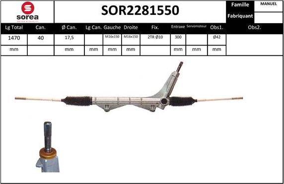 SNRA SOR2281550 - Рульовий механізм, рейка autocars.com.ua