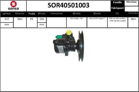 SNRA SOR40501003 - Гідравлічний насос, рульове управління, ГУР autocars.com.ua