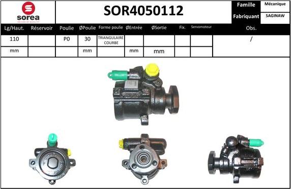 SNRA SOR4050112 - Гідравлічний насос, рульове управління, ГУР autocars.com.ua