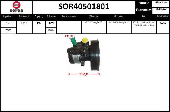 SNRA SOR40501801 - Гідравлічний насос, рульове управління, ГУР autocars.com.ua