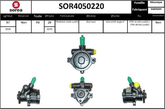 SNRA SOR4050220 - Гидравлический насос, рулевое управление, ГУР avtokuzovplus.com.ua