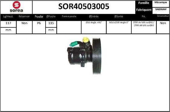 SNRA SOR40503005 - Гидравлический насос, рулевое управление, ГУР avtokuzovplus.com.ua