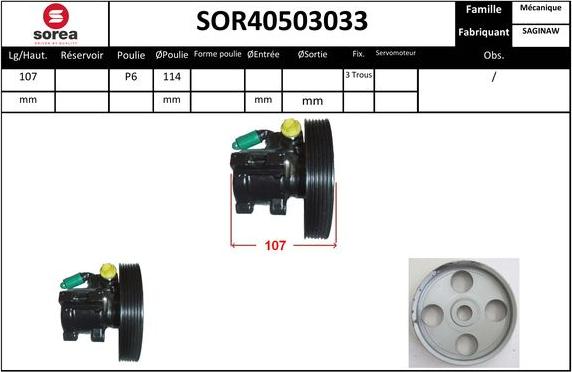 SNRA SOR40503033 - Гідравлічний насос, рульове управління, ГУР autocars.com.ua
