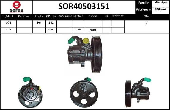 SNRA SOR40503151 - Гидравлический насос, рулевое управление, ГУР avtokuzovplus.com.ua