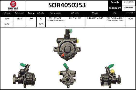 SNRA SOR4050353 - Гідравлічний насос, рульове управління, ГУР autocars.com.ua