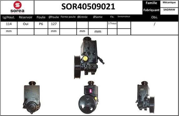 SNRA SOR40509021 - Гидравлический насос, рулевое управление, ГУР avtokuzovplus.com.ua