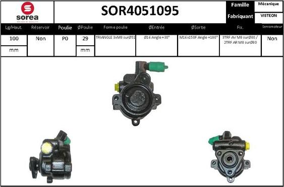 SNRA SOR4051095 - Гідравлічний насос, рульове управління, ГУР autocars.com.ua