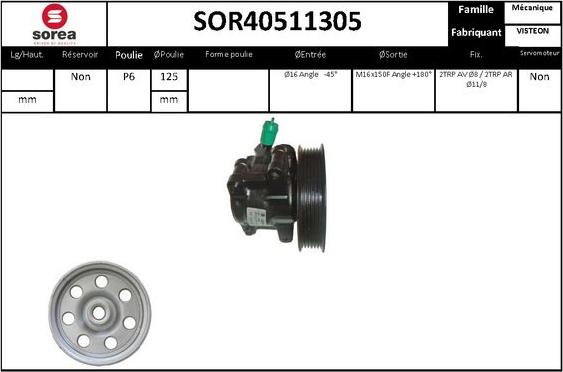 SNRA SOR40511305 - Гідравлічний насос, рульове управління, ГУР autocars.com.ua