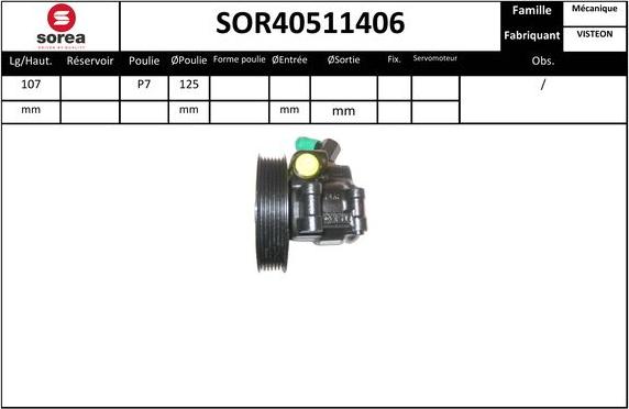 SNRA SOR40511406 - Гидравлический насос, рулевое управление, ГУР avtokuzovplus.com.ua