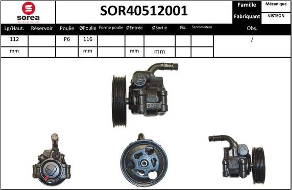 SNRA SOR40512001 - Гідравлічний насос, рульове управління, ГУР autocars.com.ua