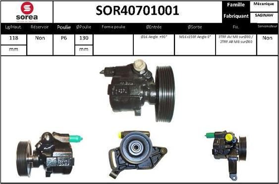 SNRA SOR40701001 - Гідравлічний насос, рульове управління, ГУР autocars.com.ua