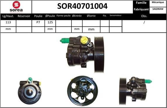 SNRA SOR40701004 - Гідравлічний насос, рульове управління, ГУР autocars.com.ua
