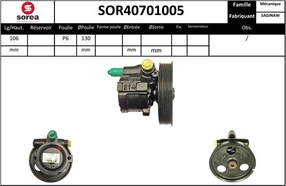 SNRA SOR40701005 - Гидравлический насос, рулевое управление, ГУР avtokuzovplus.com.ua