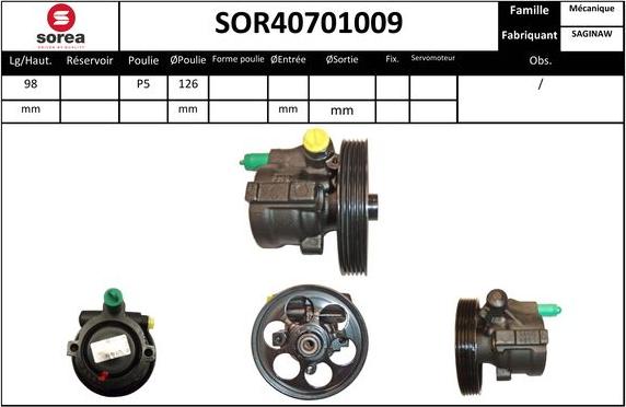 SNRA SOR40701009 - Гидравлический насос, рулевое управление, ГУР avtokuzovplus.com.ua