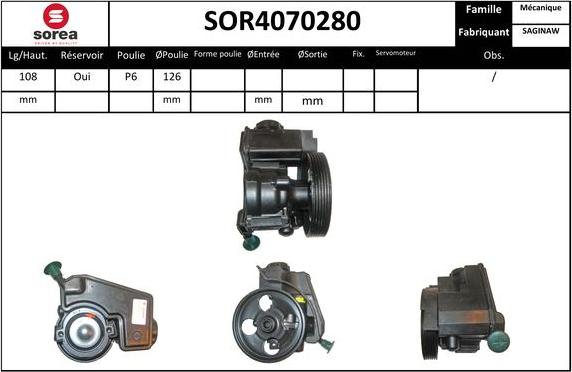 SNRA SOR4070280 - Гідравлічний насос, рульове управління, ГУР autocars.com.ua