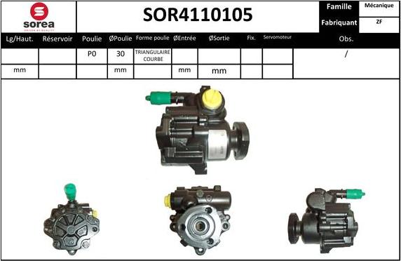 SNRA SOR4110105 - Гидравлический насос, рулевое управление, ГУР avtokuzovplus.com.ua