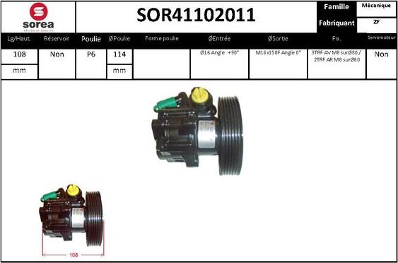 SNRA SOR41102011 - Гідравлічний насос, рульове управління, ГУР autocars.com.ua