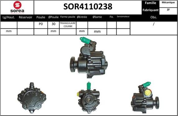 SNRA SOR4110238 - Гідравлічний насос, рульове управління, ГУР autocars.com.ua