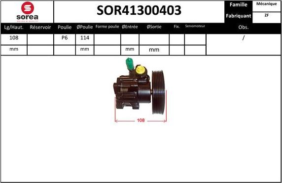 SNRA SOR41300403 - Гідравлічний насос, рульове управління, ГУР autocars.com.ua