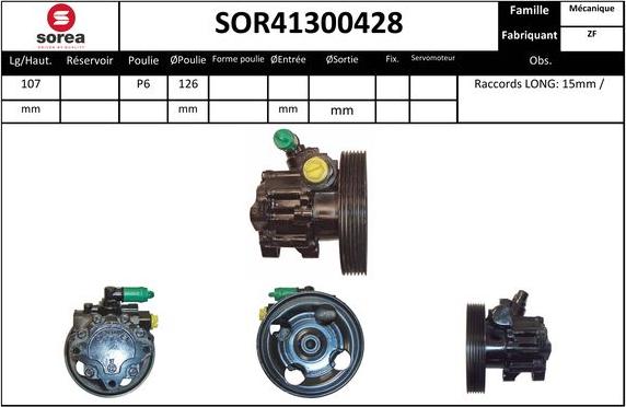 SNRA SOR41300428 - Гідравлічний насос, рульове управління, ГУР autocars.com.ua