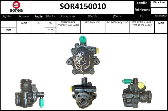 SNRA SOR4150010 - Гідравлічний насос, рульове управління, ГУР autocars.com.ua