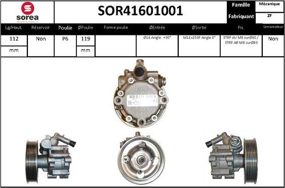 SNRA SOR41601001 - Гідравлічний насос, рульове управління, ГУР autocars.com.ua