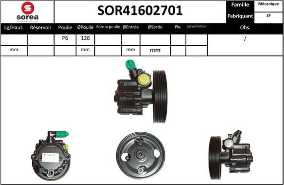 SNRA SOR41602701 - Гидравлический насос, рулевое управление, ГУР avtokuzovplus.com.ua