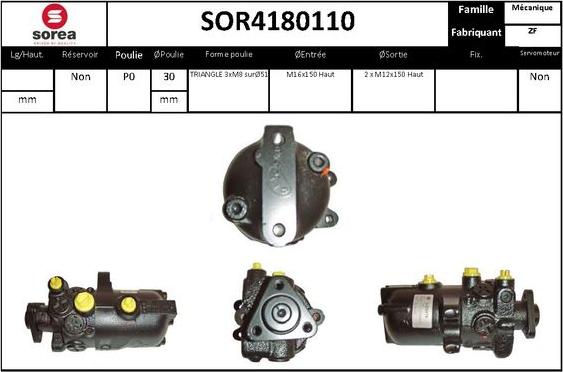 SNRA SOR4180110 - Гідравлічний насос, рульове управління, ГУР autocars.com.ua