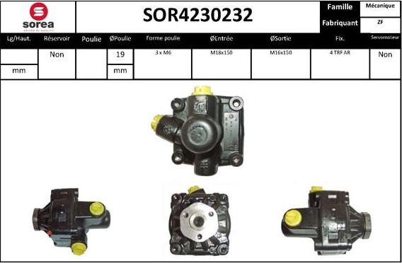 SNRA SOR4230232 - Гідравлічний насос, рульове управління, ГУР autocars.com.ua