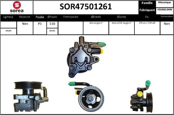 SNRA SOR47501261 - Гідравлічний насос, рульове управління, ГУР autocars.com.ua