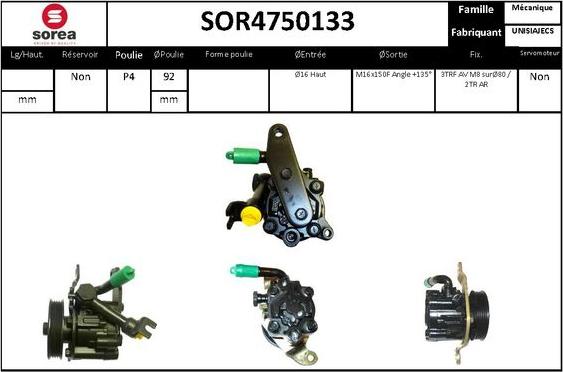 SNRA SOR4750133 - Гідравлічний насос, рульове управління, ГУР autocars.com.ua