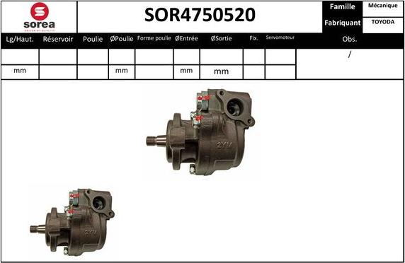 SNRA SOR4750520 - Гидравлический насос, рулевое управление, ГУР avtokuzovplus.com.ua