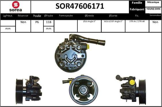 SNRA SOR47606171 - Гідравлічний насос, рульове управління, ГУР autocars.com.ua