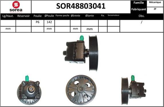 SNRA SOR48803041 - Гидравлический насос, рулевое управление, ГУР avtokuzovplus.com.ua