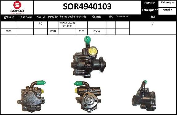 SNRA SOR4940103 - Гідравлічний насос, рульове управління, ГУР autocars.com.ua