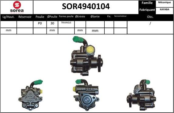 SNRA SOR4940104 - Гидравлический насос, рулевое управление, ГУР avtokuzovplus.com.ua