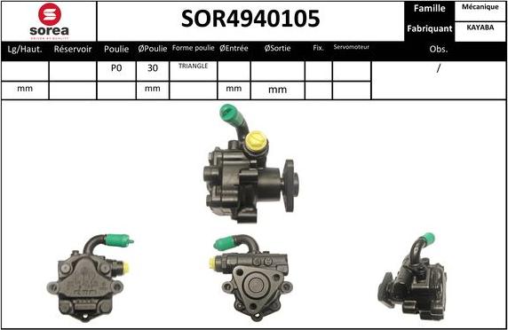 SNRA SOR4940105 - Гідравлічний насос, рульове управління, ГУР autocars.com.ua