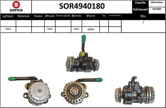 SNRA SOR4940180 - Гідравлічний насос, рульове управління, ГУР autocars.com.ua