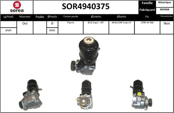 SNRA SOR4940375 - Гідравлічний насос, рульове управління, ГУР autocars.com.ua