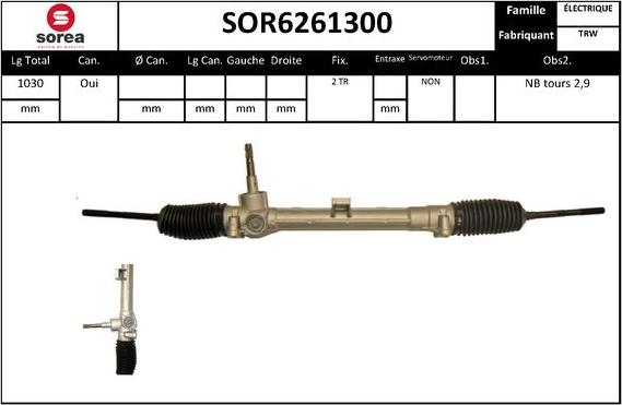 SNRA SOR6261300 - Рулевой механизм, рейка avtokuzovplus.com.ua