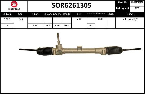 SNRA SOR6261305 - Рулевой механизм, рейка avtokuzovplus.com.ua