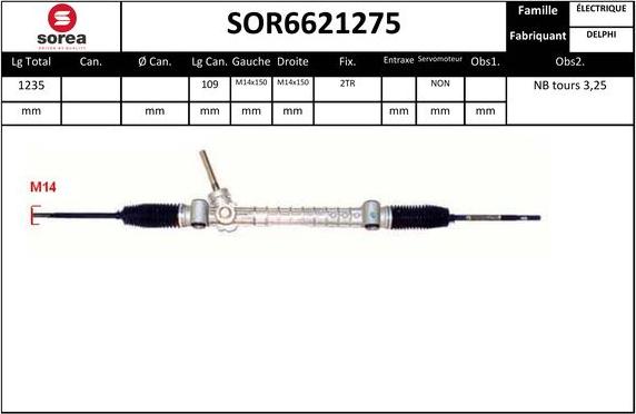 SNRA SOR6621275 - Рульовий механізм, рейка autocars.com.ua