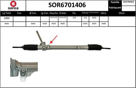 SNRA SOR6701406 - Рулевой механизм, рейка avtokuzovplus.com.ua