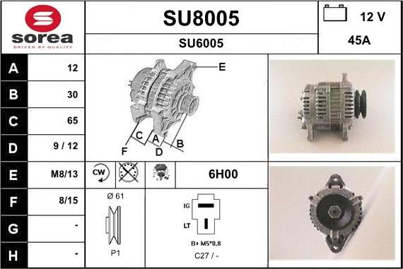 SNRA SU8005 - Генератор avtokuzovplus.com.ua