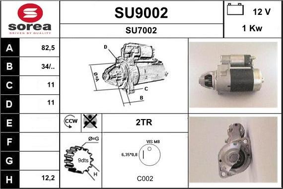 SNRA SU9002 - Стартер autocars.com.ua